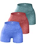 OQQ 3 Piece for Women Yoga Shorts Workout Athletic Seamless High Wasit Gym Leggings DarkGreen Red Blue