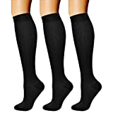 CHARMKING Compression Socks for Women & Men Circulation (3 Pairs) 15-20 mmHg is Best Athletic for Running, Flight Travel, Support, Cycling, Pregnant - Boost Performance, Durability (L/XL, Black)
