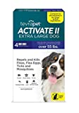 TevraPet Activate II Flea and Tick Prevention for Dogs | Extra Large 55+ lbs | 4 Doses | Fast Acting Treatment and Control | Repels Mosquitoes