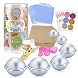 Caydo 176 Pieces DIY Bath Bomb Molds Set with Instructions Including 12 Pieces 3 Size DIY Metal Bath Bomb Molds, Spoons, Wrapping Papers, Shrink Wrap Bags for Crafting Your Own Fizzies