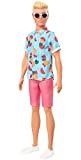 Barbie Ken Fashionistas Doll #152 with Sculpted Blonde Hair Wearing Blue Tropical-Print Shirt, Coral Shorts, White Shoes & White Sunglasses, Toy for Kids 3 to 8 Years Old