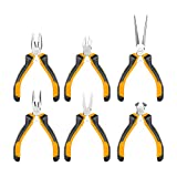 INGCO 6pcs Mini Plier Set, Including 4.5 Inch Combination Pliers, Diagonal Cutting pliers, Needle Nose Pliers, Long Nose Pliers, Flat Nose Pliers, End Cutting Pliers HMPS06115