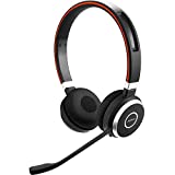 Jabra Evolve 65 UC Stereo Wireless Bluetooth Headset / Music Headphones Includes Link 360 (U.S. Retail Packaging) (Renewed)
