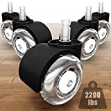 Office Chair Casters Wheels（Set Of 5) - 2" Heavy Duty Mute Desk Chair Wheels Replacement 2200Lbs- Office Chair Wheels for Hardwood Floors- Universal Fit Wheels for Office Chair