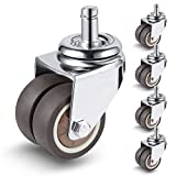 2 inch Office Chair Wheels Set of 5 with Standard Stem Size, Computer Gaming Chair Replacement Rubber Casters Safe for Hardwood Floor and Carpet, Smooth & Quiet Rolling, Heavy Duty Load up to 750 lbs