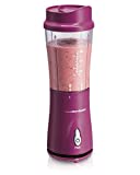 Hamilton Beach Portable Blender for Shakes and Smoothies with 14 Oz BPA Free Travel Cup and Lid, Durable Stainless Steel Blades for Powerful Blending Performance, Raspberry (51131)