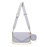 Small Quilted Crossbody Bags for Women Stylish Designer Purses and Handbags with Coin Purse and Adjustable Shoulder Strap (Grey)