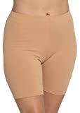 Stretch is Comfort Women's Cotton Stretch Workout Biker Shorts Small Beige