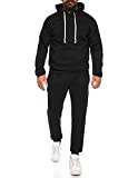 COOFANDY Jogger Set 2 Piece Pullover Hoodie Sweatshirt and Sweatpants Activewear Set, Fleece-Black, Large