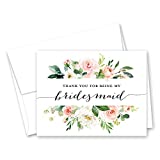 Blush Floral Bridesmaid Thank You Cards - Bridal Party Thank You Cards - Set of 10
