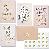 Bridesmaid Proposal and Thank You Cards with Envelopes Stickers (4x6 24 Pack)