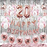 HAPYCITY 20th Birthday Decorations Balloons (55 pack) Rose Gold 20 Balloons Number Happy 20 Party Supplies for Her-Perfect for Birthday Party