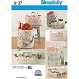Simplicity 8107 Home Décor Organization Storage Bucket and Tote Bag Sewing Pattern, S-L Containers