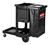 Rubbermaid Commercial Products-1861430, Executive Series Janitorial and Housekeeping Cleaning Cart with Locking Cabinet, Wheeled with Zippered Black Vinyl Bag, Black, 38" x 21.8" x 46"