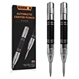 Automatic Center Punch 5 Inch Spring Loaded Center Punch Adjustable Tension Punch Tool for Metal Wood Glass Plastic(2 Pack)