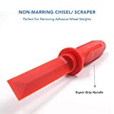 CKAuto Non-Marring Super Grip Plastic Chisel Scraper, Wheel Weight Remover,Red