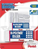 Pentel 163822 Hi-Polymer Eraser White Erasers Assorted Sizes 6/Pack