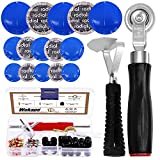 Wokape 70Pcs Tire Patch Roller Tool Set, including Tire Liner Scraper, Compaction Wheel, Valve Core Remover Tool with Tire Valve Caps, Valve Core, Tire Repair Patches and Puncture Rubber Patches