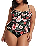 Tutorutor Womens High Waisted Plus Size Swimsuits Bikini Floral Peplum Tankini Tops Tummy Control Two Piece Bathing Suit