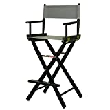 Casual Home 30" Black Frame-Gray Canvas Director Chair, Bar Height