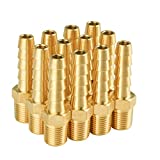 SUNGATOR 12-Pack Brass Hose Fitting,1/8" NPT to 1/4" Barb, Hose Barb Adapter,Male Brass Pipe Fittings