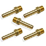 Boeray Hose Barb Fittings 1/4 Inch Barb to 1/8 Inch NPT Male Thread Air Hose Fitting Adapter Pack of 5