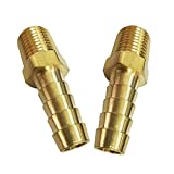 Legines 1/8" NPT Male to 1/4" Barb Fitting, Brass Hose Barbed Male Adapter Connector Straight, 2 pcs