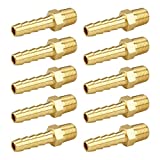 (10 Pack) Besosay 1/4 Inch Hose Barb to 1/8 Inch NPT Male Thread Fitting, Brass Quick Connector Coupler Adapter Reducer Air M Type Fitting, Quick-Connect Fitting