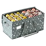 Phedrew Christmas Ornament Storage Box with Dual Zippered Closure, Hold 54 Christmas Balls Holiday Ornaments Holiday Xmas Ornament Storage Organizer Containers with Lid and Dividers (Gray)