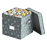 Phedrew Christmas Ornament Storage Box, Hold 64 Christmas Balls Christmas Chest with Dividers Holiday Ornaments, Xmas Holiday Decoration Storage Cube Containers with Lid