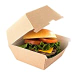4 x 3.25 Inch Mini Clamshell Food Containers, 100 Ripple Wall Clamshell Take Out Boxes - Hinged Lid, Tab-Lock Closure, Kraft Paper Hamburger Boxes, Recyclable, For Sliders And Snacks - Restaurantware