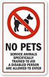 SmartSign “No Pets, Service Animals Specifically Trained To Aid A Disabled Person Are Allowed To Enter” Glass Door Decal | 8"x5" Polyester