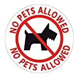 No Pets Allowed Business Sign Decal Vinyl Sticker,6 Inch Warning Sign,12 Pcs Per Pack