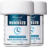 Ebanel 5% Lidocaine Numbing Cream Maximum Strength Liposomal Numb520 Topical Anesthetic Pain Relief Cream 2Pack of 1.35 Oz with Aloe Vera, Vitamin E for Local and Anorectal Uses, Hemorrhoid Treatment