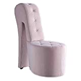 Best Master Furniture High Heel Velvet Shoe Chair with Crystal Studs, Pink