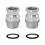 SAFBY 2 PCS Type F Aluminum Global Type F Cam and Groove Hose Fitting,1" Plug x 1" NPT Male with 2 PCS 1" Camlock Gasket Fitting (1")