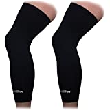 COOLOMG 2 Packs (1 Pair) Leg Knee Long Sleeves for Sport Football Basketball Cycling Strech Adult Child Size Black XXS