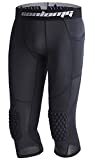 COOLOMG Basketball Pants with Knee Pads Kids 3/4 Compression Tights Black S