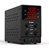 Kungber DC Power Supply Variable, 120V 3A Adjustable Switching Regulated DC Bench Linear Power Supply with 4-Digits LED Power Display 5V/2A USB Output, Coarse and Fine Adjustments with Alligator Leads