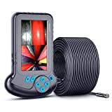 NIDAGE 50FT Dual Lens Inspection Camera, Borescope with 5" Larger IPS LCD Screen, Sewer Pipe Drain Plumbing Industrial Endoscope Snake Waterproof Camera with 7 LED Lights, Carrying Case, 32GB Card
