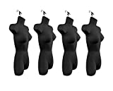 Only Hangers Set of Four Women's Torso Female Plastic Hanging Mannequin Body Forms in Black - Pack of (4)
