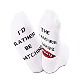 TSOTMO 2 Pairs Novelty Socks Gift for Women Mens I'D Rather Be Watching The Vampire Diaries Socks TV Shows Inspire Gift (Vampire Ankle)