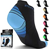 Low Cut Socks Men & Women - Ankle Compression Running Socks (2Pair Blk-Blu S/M)