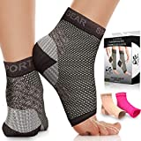 Physix Gear Plantar Fasciitis Socks with Arch Support for Men & Women - Ankle Compression Sleeve, Toeless Compression Socks for Foot Pain Relief, Ankle Swelling - Better than Night Splint, Black S/M