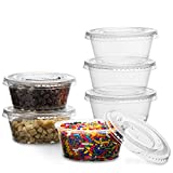 PlastiMade Clear Disposable Plastic Portion Cups With Lids (100 Sets - 3.25 Oz) - Disposable Condiment Cups, Sauce/Dip/Dressing Cups, Souffle Cups & Jello Shot Cups With Lids | Great Sampling Container