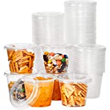 Leakproof, BPA Free 5.5oz Souffle Cups and Lids 100ct. Stackable Portion Containers for Sampling, Salad Dressing, Sauces or Jello Shots. Plastic Food Prep Supplies for Restaurant, Catering or Deli