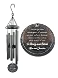 Memorial Large 34 inch Silver Acrylic Overlay on Metal Sympathy Wind Chime for Funeral Arrival after Loss in Memory of Loved One by Weathered Raindrop