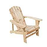 Festival Depot Outdoor Adirondack Chair Patio Wood Chair Rustic Style Log Furniture for Deck Lawn Garden