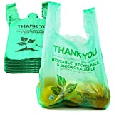 [500 Pack] Biodegradable Reusable Plastic T-Shirt Bag Eco Friendly Compostable Grocery Shopping Thank You Recyclable Trash Basket Bags