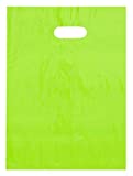 9x12 Lime Green Die Cut Handle Plastic Shopping Bags 100/cs